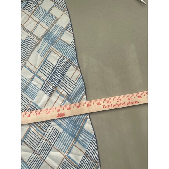 Vintage Abstract Stripe Square Scarf Lightweight 24 Inch White & Blue Neck Wrap - Picture 3 of 3